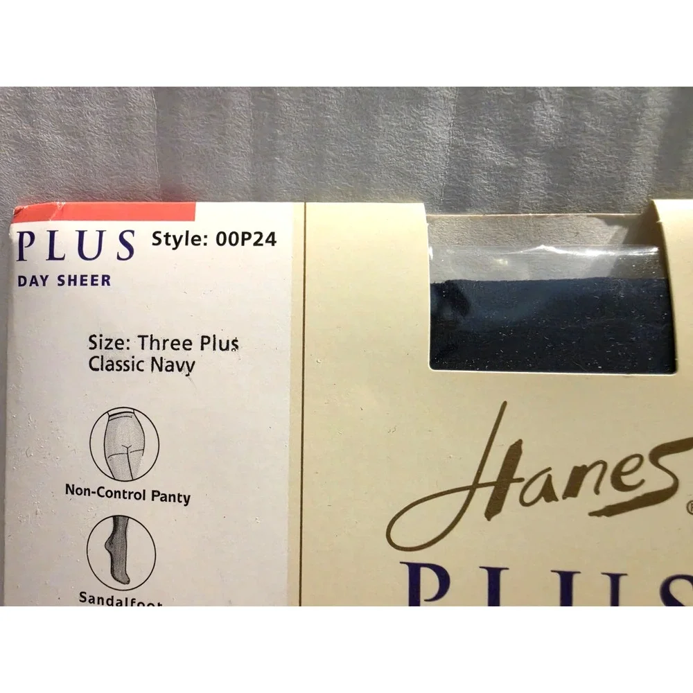 Hanes Plus Fitting Pretty Day Sheer Three Plus 3+ Navy